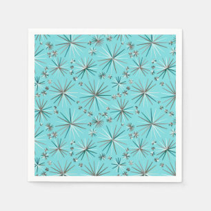 Guardanapo De Papel Teste padrão de Sputnik do meio século, azul do