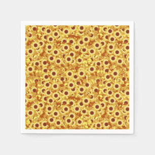 Guardanapo De Papel Teste padrão do girassol - ouro, amarelo e marrom
