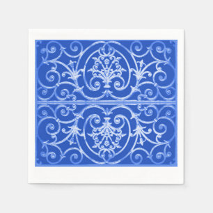 Guardanapo De Papel Teste padrão do scrollwork dos azuis marinhos