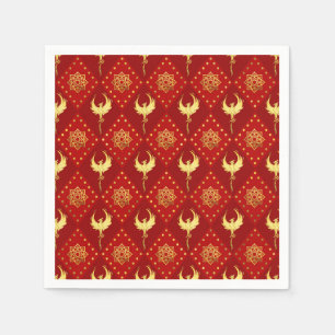 Guardanapo De Papel Teste padrão Dourado do símbolo de Phoenix e de
