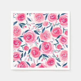 Guardanapo De Papel Teste padrão floral cor-de-rosa dos rosas da