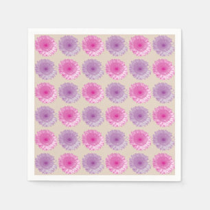Guardanapo De Papel Teste padrão floral do gerber cor-de-rosa e roxo