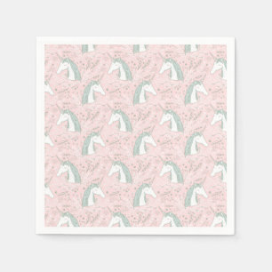 Guardanapo De Papel Teste padrão floral doce do unicórnio