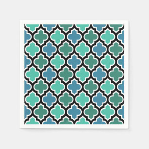 Guardanapo De Papel Teste padrão marroquino de Quatrefoil do azul de