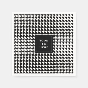 Guardanapo De Papel Teste padrão preto e branco de Houndstooth