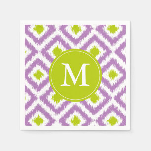 Guardanapo De Papel Teste padrão verde roxo Monogrammed de Ikat