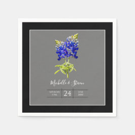 Guardanapo De Papel Texas Bluebonnets na Cinza Escura, Casamento de pr