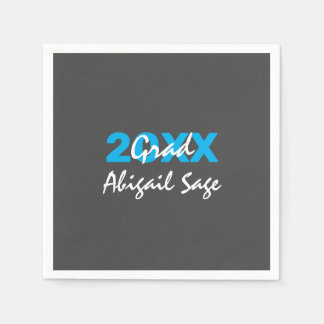 Guardanapo De Papel Texto Azul e Branco Moderno sobre Graduação de Cin