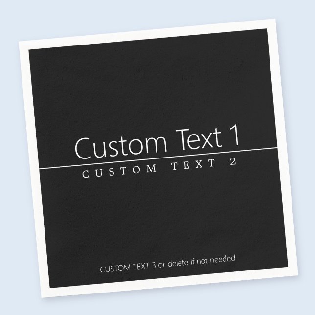 Guardanapo De Papel Texto branco clássico simples em preto (Criador carregado)