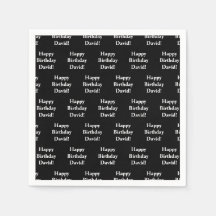 Texto de aniversário feliz personalizável | Preto 