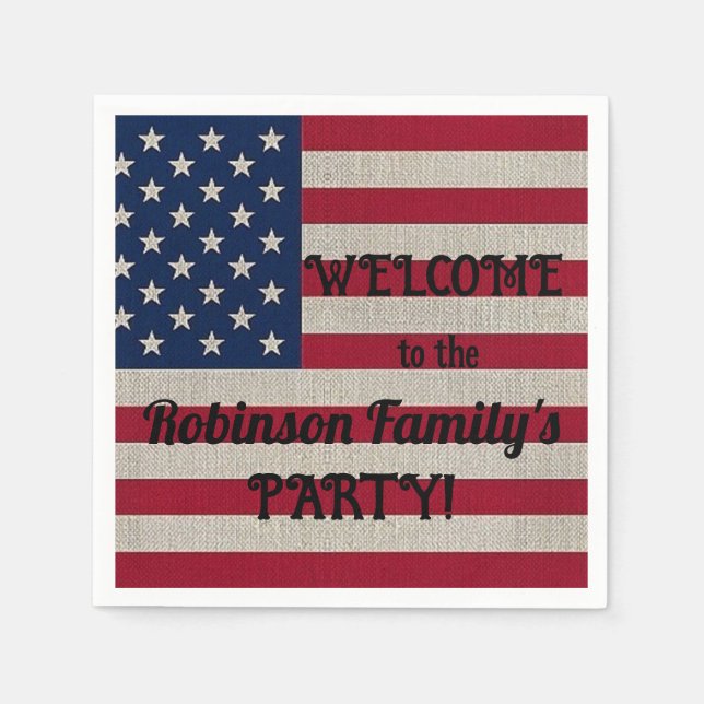 Guardanapo De Papel Texto de Caligrafia Linen, Bandeira Americana Patr (Frente)