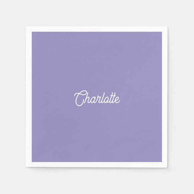 Guardanapo De Papel texto de nome personalizado Dusty Lavender branco  (Frente)