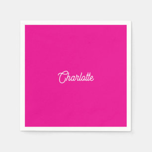 Guardanapo De Papel texto de nome personalizado rosa quente branco min