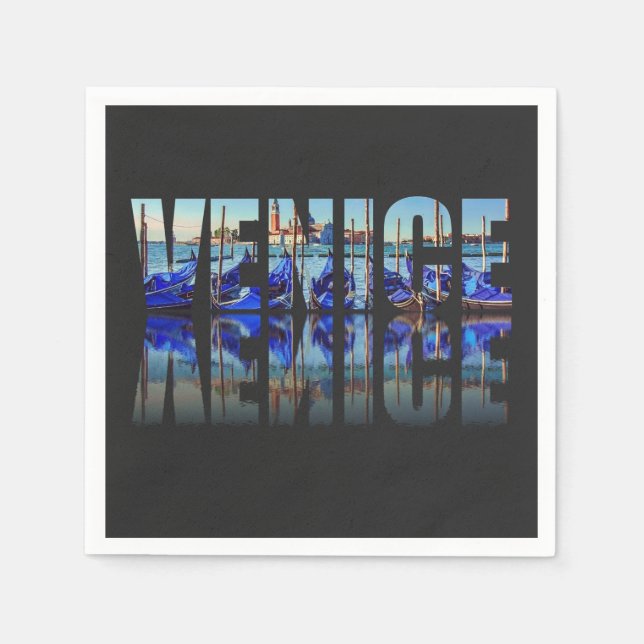 Guardanapo De Papel Texto de Veneza com reflexão (Frente)