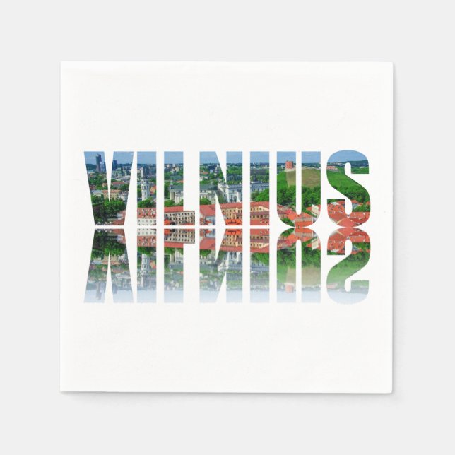 Guardanapo De Papel Texto de Vilnius com reflexão (Frente)