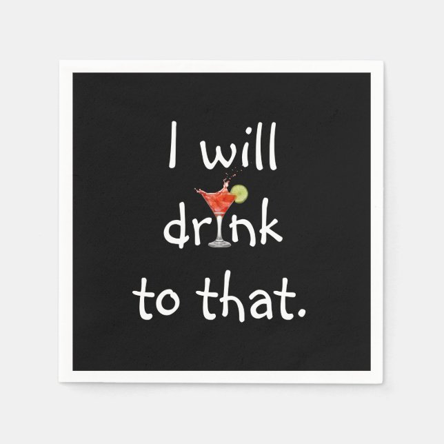 Guardanapo De Papel Texto Divertido Da Festa Com Cocktail (Frente)