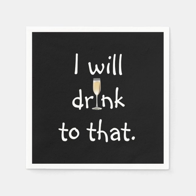 Guardanapo De Papel Texto Divertido Da Festa Com Vinho Branco (Frente)