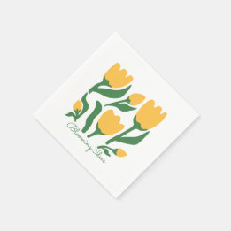 Guardanapo De Papel Texto Editável Tulipa Amarela Estética Minimalista