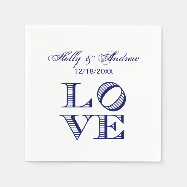 Guardanapo De Papel Texto Gráfico de AMOR - Azul (Frente)