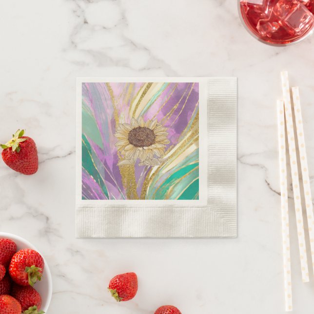 Guardanapo De Papel Texto Metálico Papel Girassol Cozido Coco (Insitu)