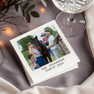 Guardanapo De Papel Texto Personalizado com Nome da Família e Foto Cus