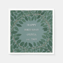 Texto personalizado eucalipto Quadro Napkin - azul