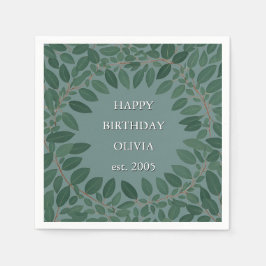 Guardanapo De Papel Texto personalizado eucalipto Quadro Napkin - azul