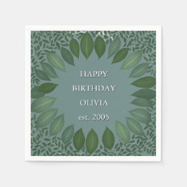 Guardanapo De Papel Texto personalizado eucalipto Quadro Napkin - azul