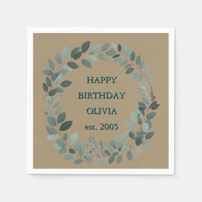 Guardanapo De Papel Texto personalizado eucalipto Quadro Napkin - moch (Frente)