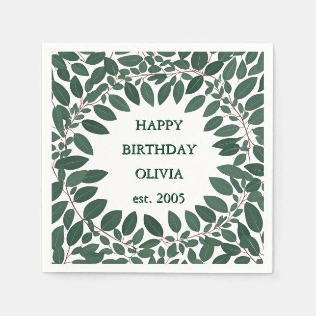 Guardanapo De Papel Texto personalizado eucalyptus wreath Frame - bran (Frente)