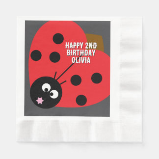 Guardanapo De Papel Texto Personalizado Festa de Ladybird - Cartoon Bo
