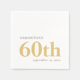 Guardanapo De Papel Texto Personalizado Moderno Preto Dourado 60º Nome