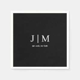 Guardanapo De Papel Texto Personalizável de Casamento Preto e Branco