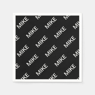 Guardanapo De Papel Texto personalizável   Preto e Branco Moderno Negr