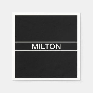 Guardanapo De Papel Texto personalizável Preto e Branco Moderno Negr