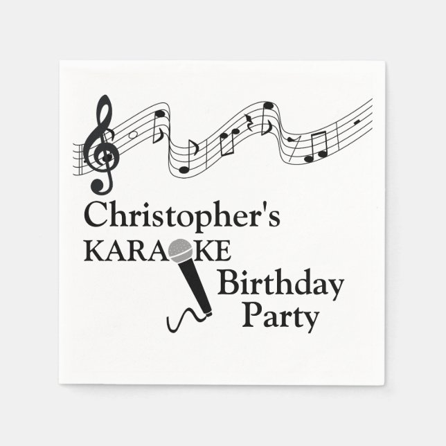 Guardanapo De Papel Texto Preto para Microfone em Escala Musical do Pa (Frente)