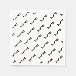 Guardanapo De Papel Texto repetitivo personalizável moderno branco e p