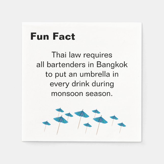 Guardanapo De Papel Thai Monsoon Umbrella Fun Fact Cocktail (Frente)