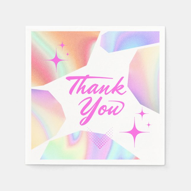 Guardanapo De Papel Thank You Star Pastel Gradient Party Paper Napkins (Frente)