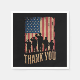 Guardanapo De Papel Thank You Veterans Day American Flag Vintage
