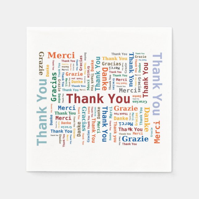 Guardanapo De Papel Thank You Word Cloud in 5 languages (Frente)