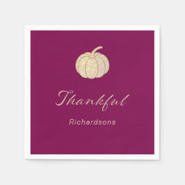 Guardanapo De Papel Thankful Glitter Pumpkin burgundy Thanksgiving