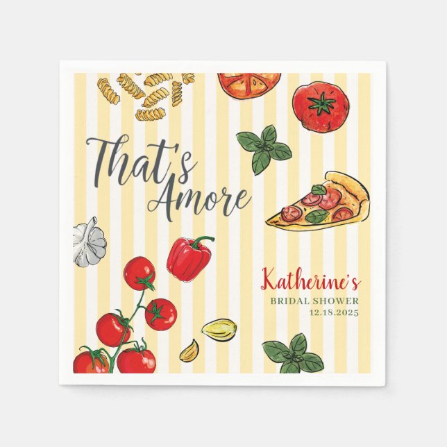 Guardanapo De Papel That’s Amore Italian Pizza and Pasta Bridal Shower (Frente)