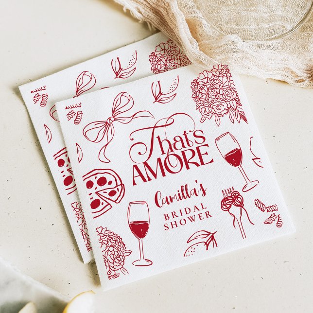 Guardanapo De Papel That’s Amore Red Bridal Shower Napkin (Criador carregado)