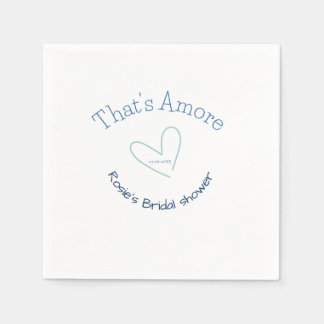 GUARDANAPO DE PAPEL THATS AMORE BRIDAL SHOWER BLUE HEART NAME DATE SIM