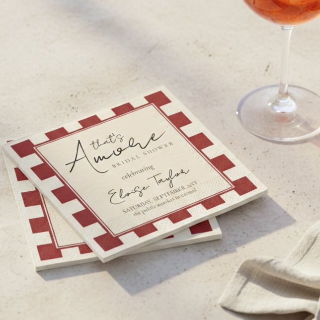 Guardanapo De Papel That's Amore Red Checkered Bridal Shower  (That's Amore Red Checkered Bridal Shower Napkins)