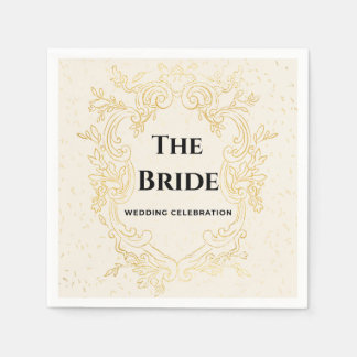 Guardanapo De Papel The Bride - Gold vintage frame paper napkins