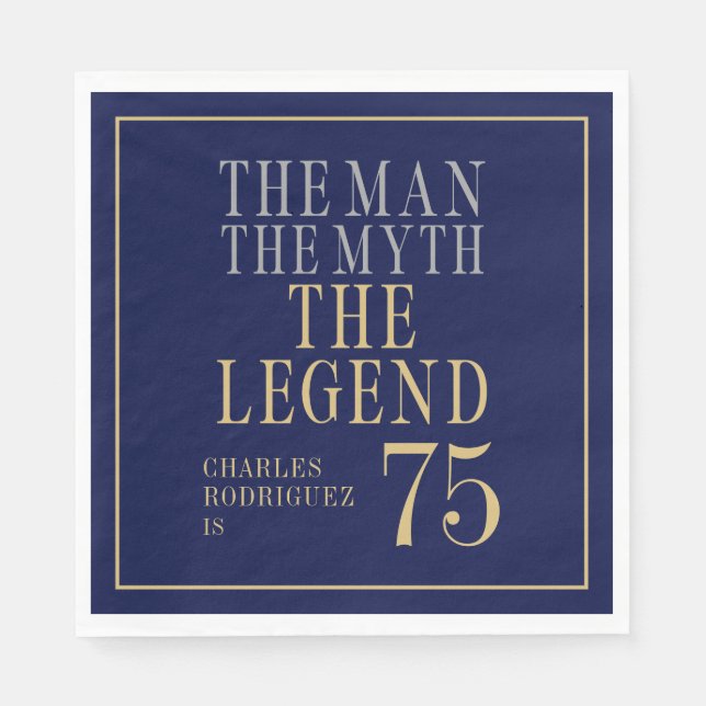 Guardanapo De Papel The Man The Myth The Legend 75th Birthday (Frente)