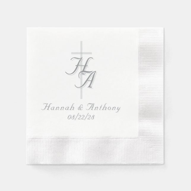 Guardanapo De Papel The Refined Catholic Silver & White Wedding (Frente)