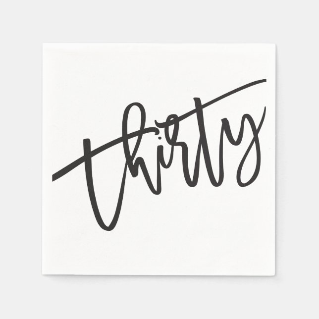 Guardanapo De Papel THIRTY moderno script black 30 (Frente)